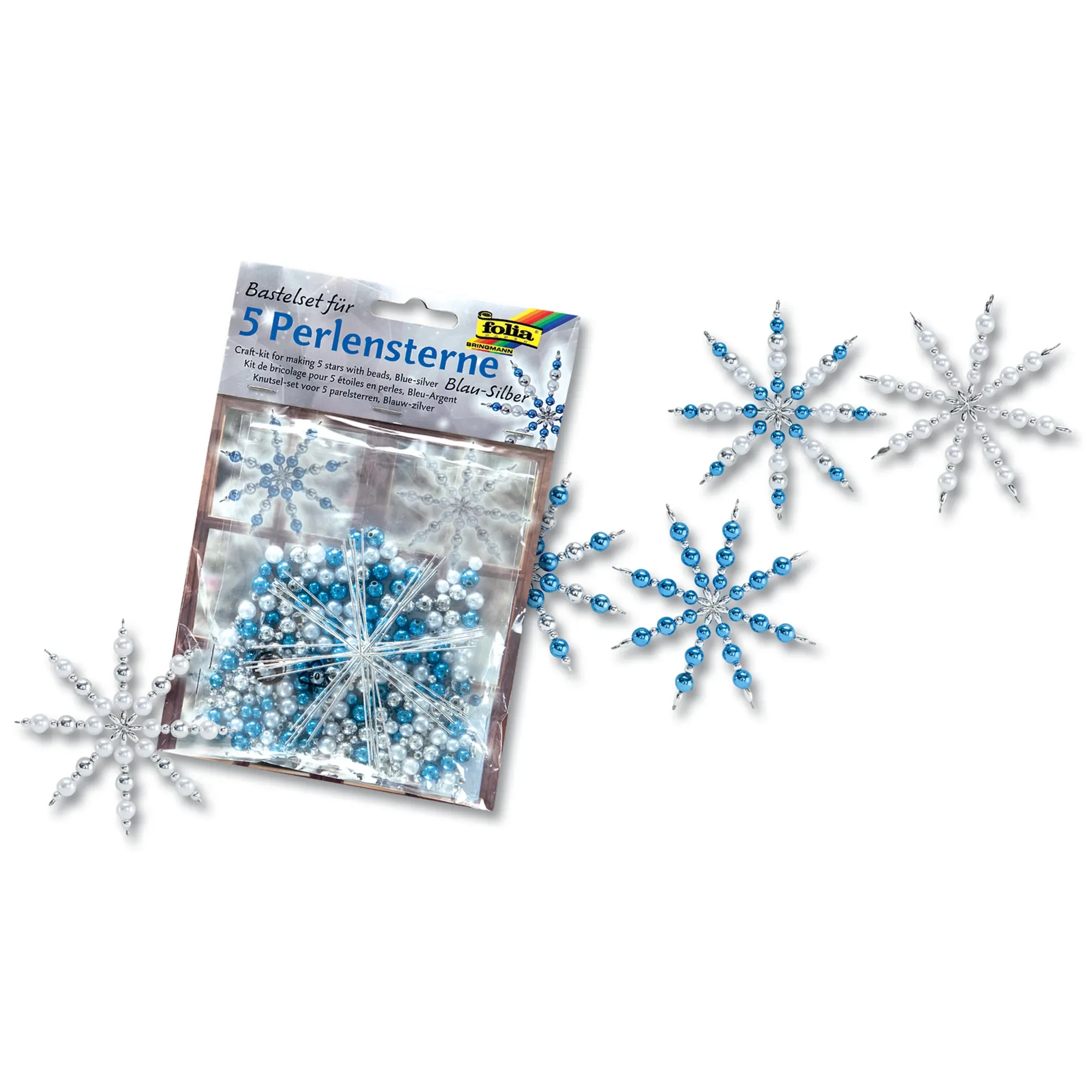 Perlensterne-Set – Blau / Silber / Perlweiß, 340-teilig